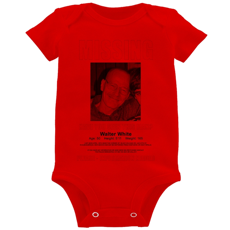 Body Bebê Walter White Missing - Vermelho