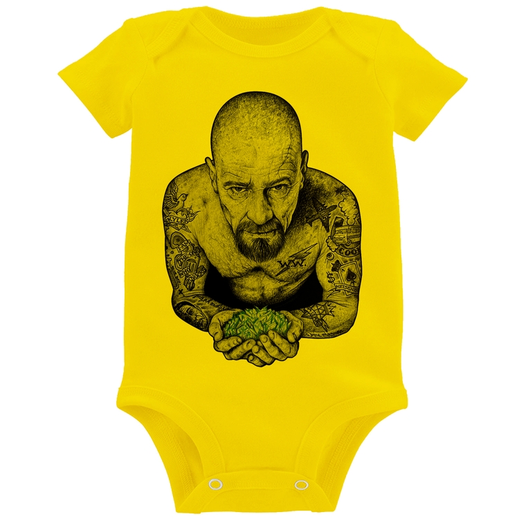 Body Bebê Walter White Tattoo Heisenberg - Amarelo
