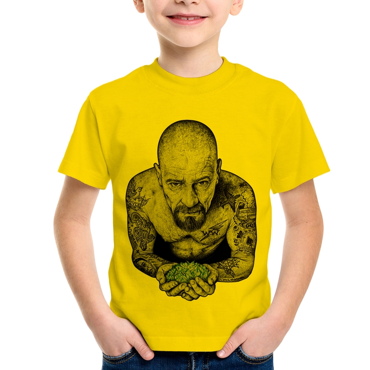 Camiseta Infantil Walter White Tattoo Heisenberg - Amarela