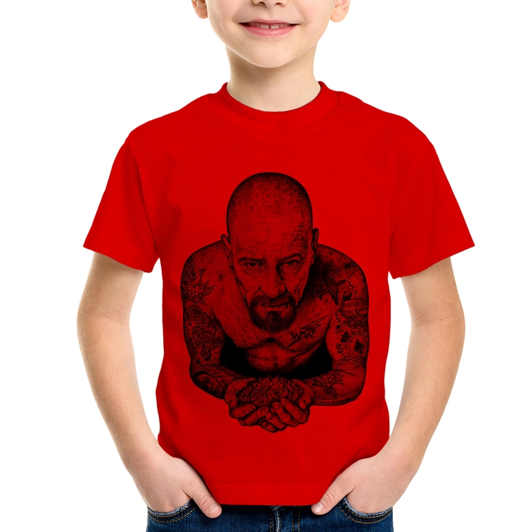 Camiseta Infantil Walter White Tattoo Heisenberg - Vermelha