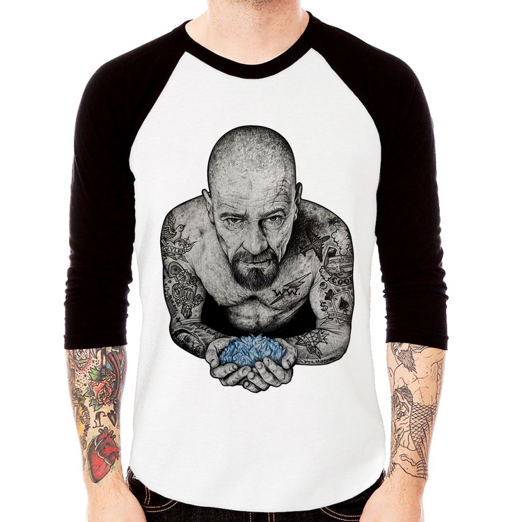 Camiseta Raglan Walter White Tattoo Heisenberg Manga 3/4