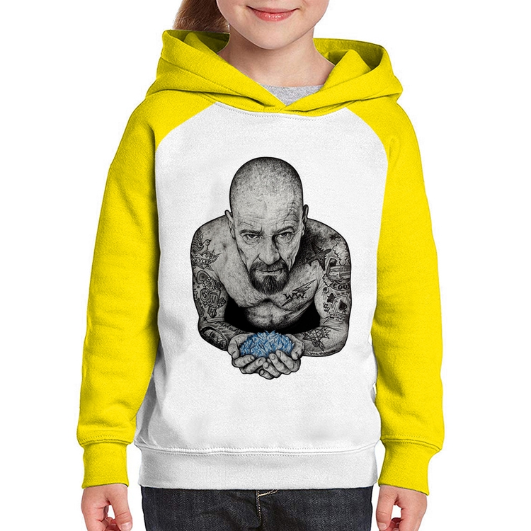 Moletom Infantil Walter White Tattoo Heisenberg - Branco/Amarelo