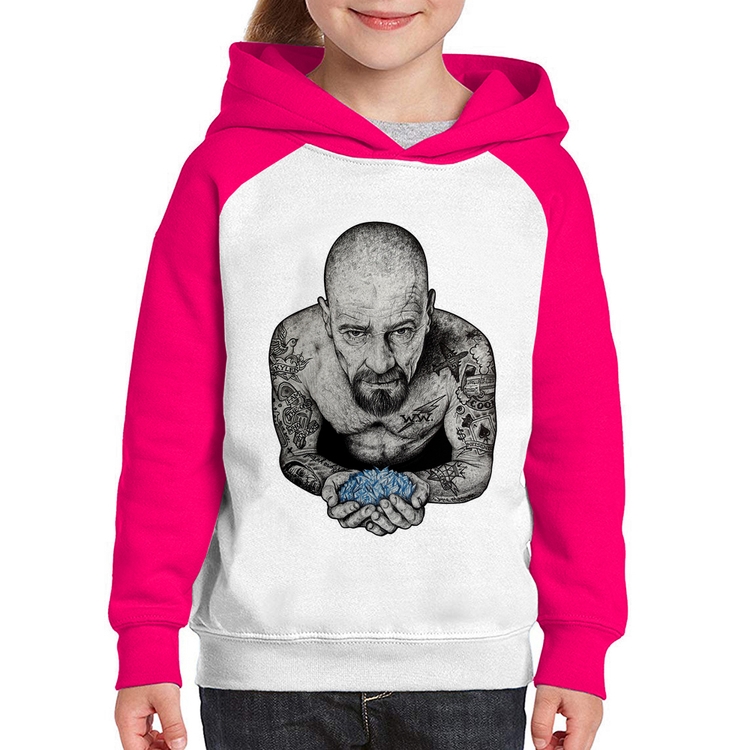 Moletom Infantil Walter White Tattoo Heisenberg - Branco/Rosa