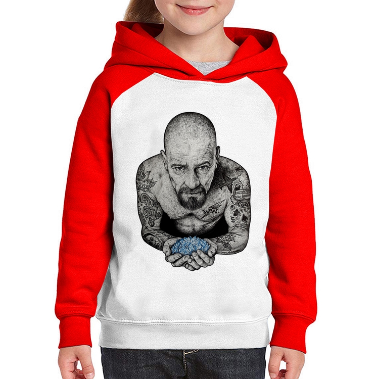 Moletom Infantil Walter White Tattoo Heisenberg - Branco/Vermelho