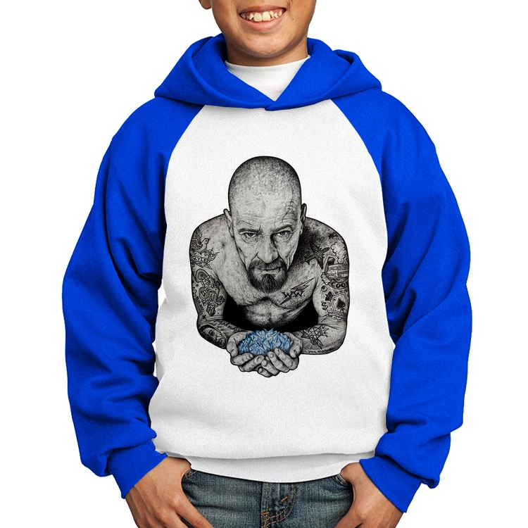 Moletom Infantil Walter White Tattoo Heisenberg - Branco/Azul