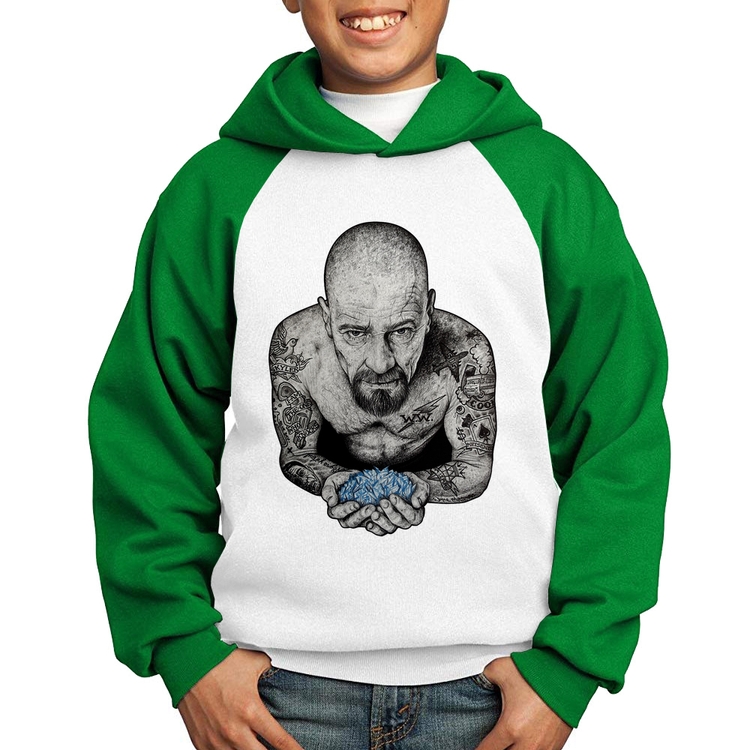 Moletom Infantil Walter White Tattoo Heisenberg - Branco/Verde