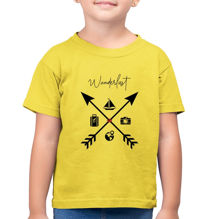 Camiseta Algodão Infantil Wanderlust Veleiro - Amarelo Canário