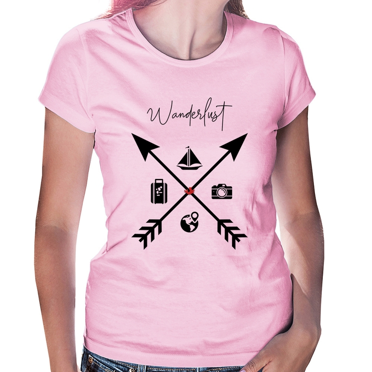 Baby Look Wanderlust Veleiro - Rosa Bebê