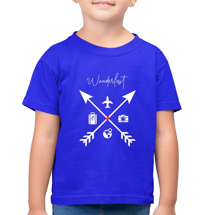 Camiseta Algodão Infantil Wanderlust - Azul Royal