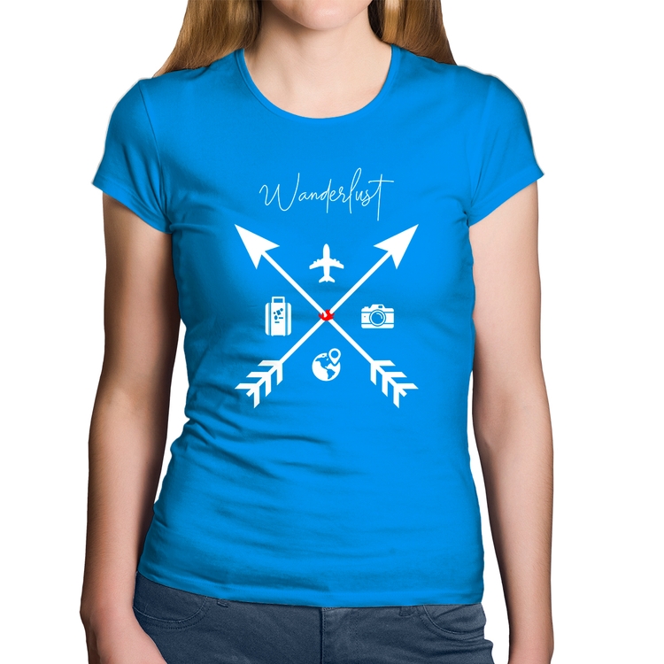 Baby Look Algodão Wanderlust - Azul