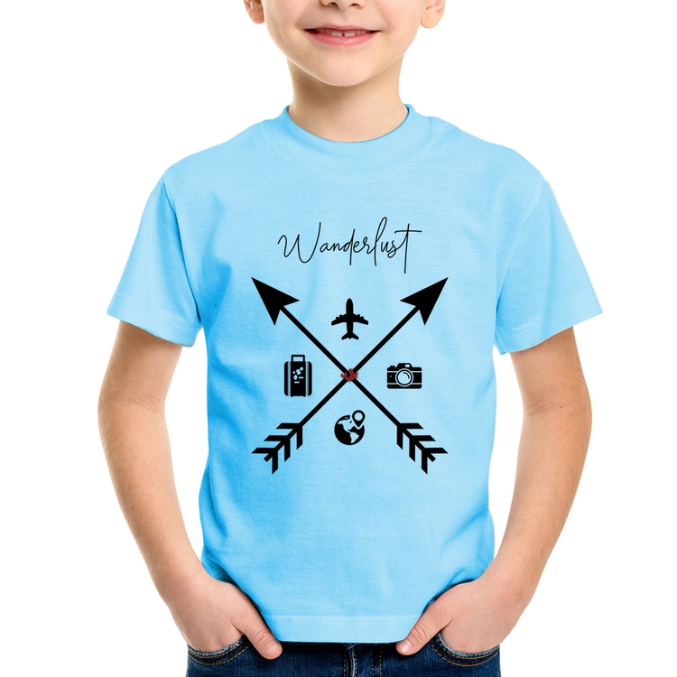 Camiseta Infantil Wanderlust - Azul Bebê