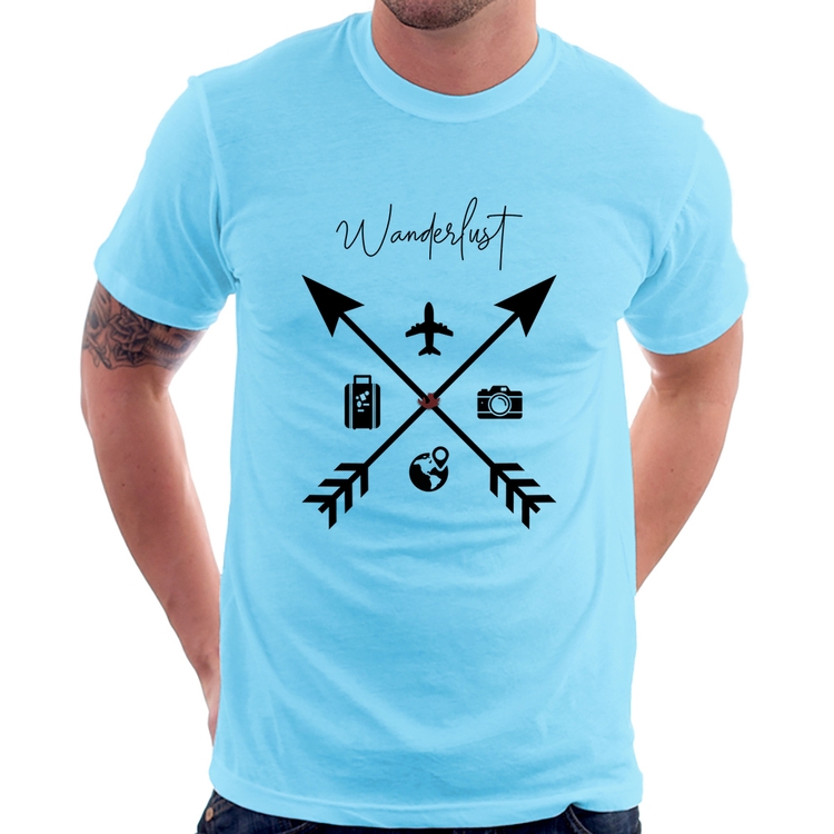 Camiseta Wanderlust - Azul Bebê