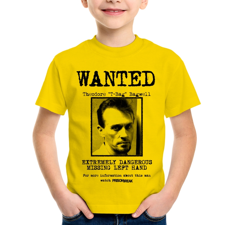 Camiseta Infantil Wanted T-Bag - Amarela