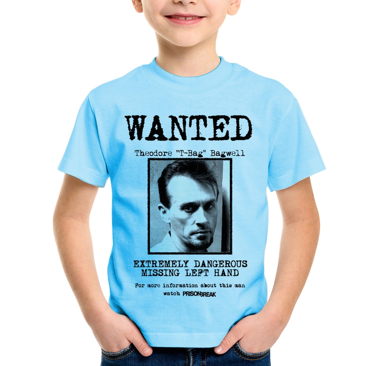 Camiseta Infantil Wanted T-Bag - Azul Bebê