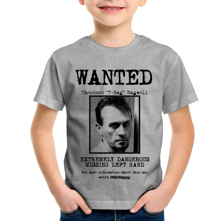 Camiseta Infantil Wanted T-Bag - Cinza