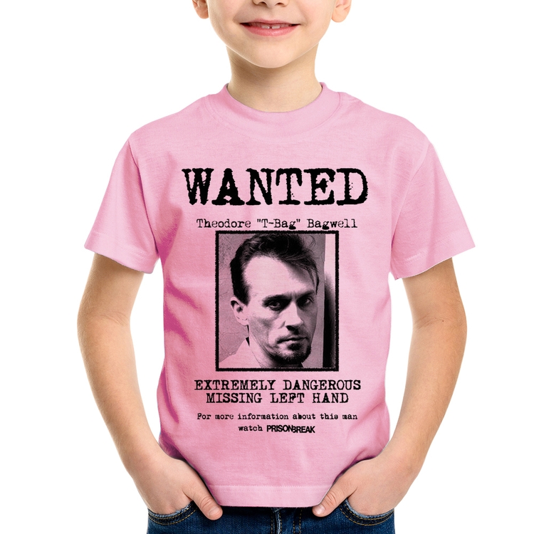 Camiseta Infantil Wanted T-Bag - Rosa Bebê