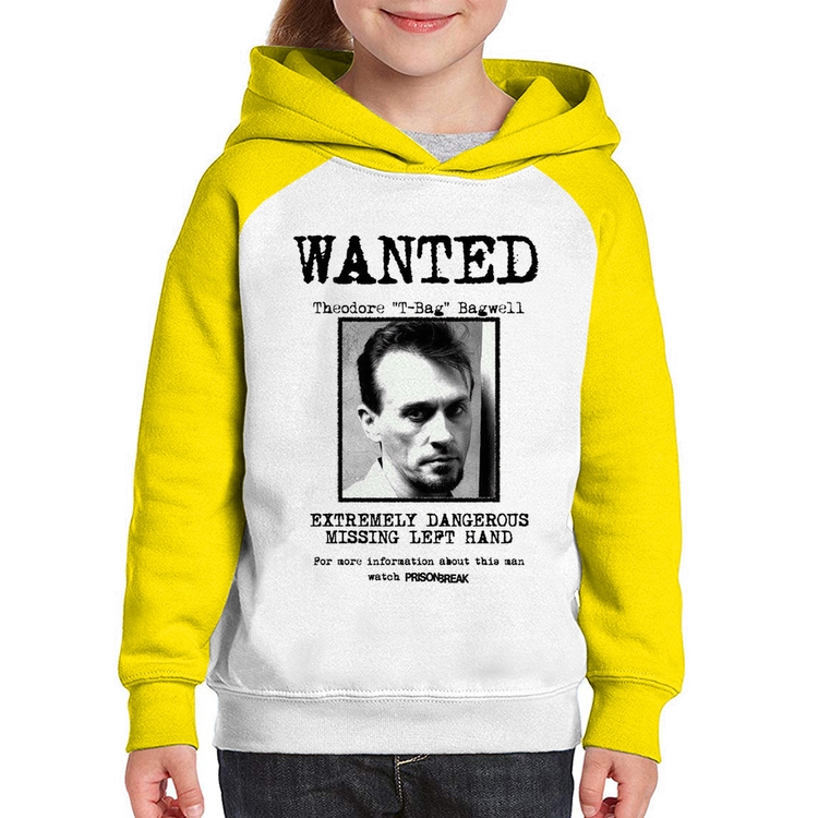 Moletom Infantil Wanted T-Bag - Branco/Amarelo