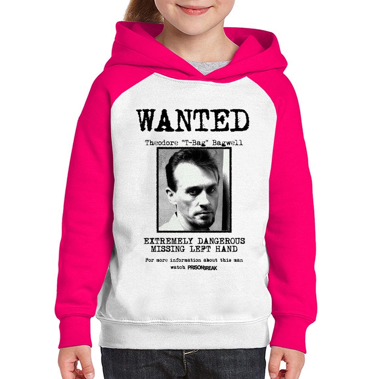 Moletom Infantil Wanted T-Bag - Branco/Rosa