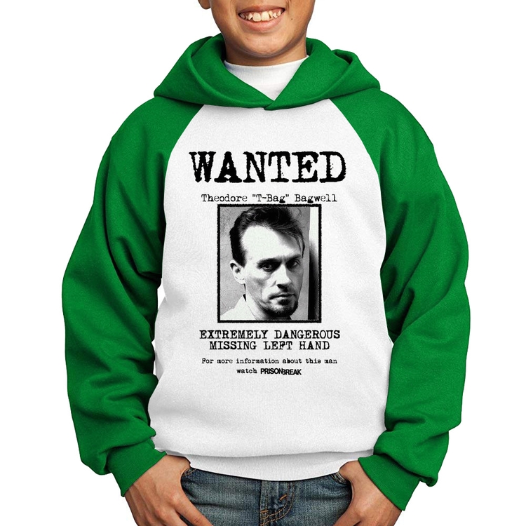 Moletom Infantil Wanted T-Bag - Branco/Verde