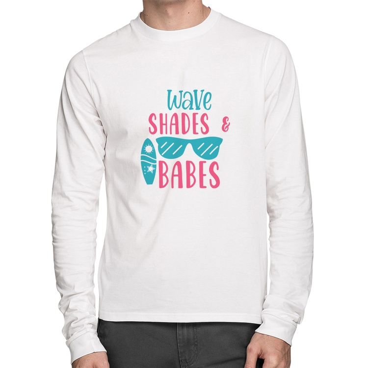 Camiseta Algodão Wave Shades e Babes Manga Longa - Branca
