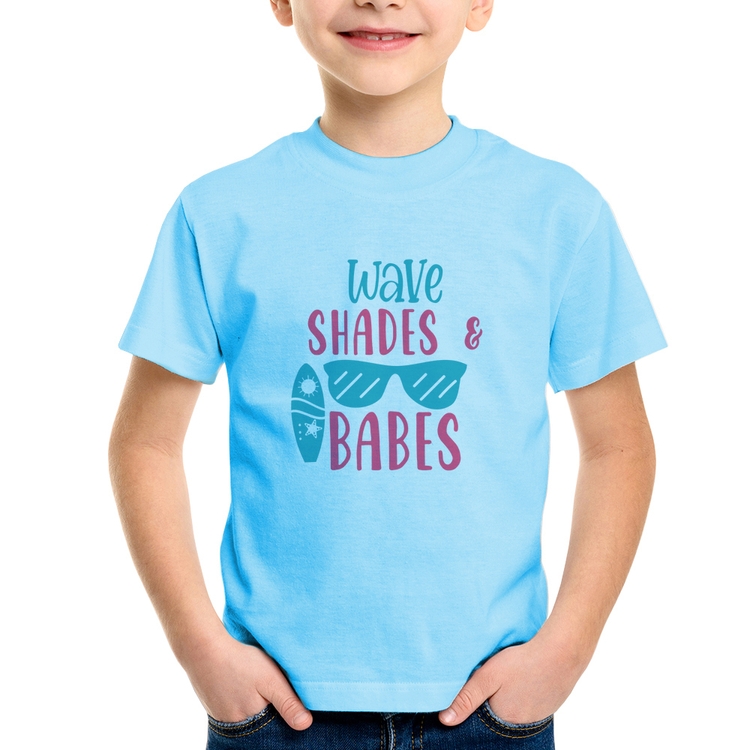 Camiseta Infantil Wave Shades e Babes - Azul Bebê