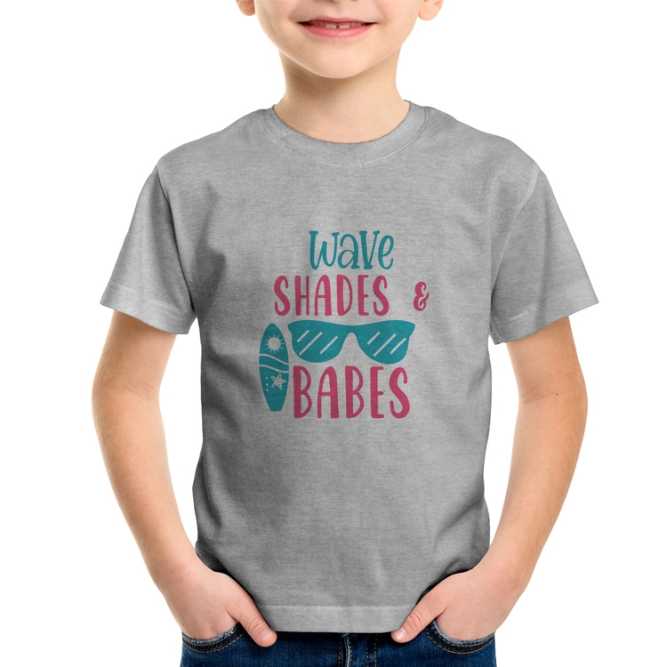 Camiseta Infantil Wave Shades e Babes - Cinza