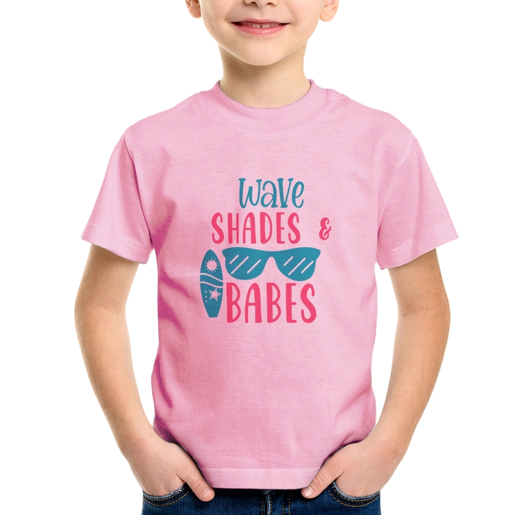 Camiseta Infantil Wave Shades e Babes - Rosa Bebê