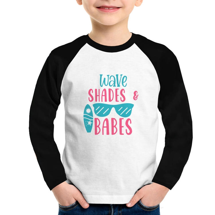 Camiseta Raglan Infantil Wave Shades e Babes Manga Longa