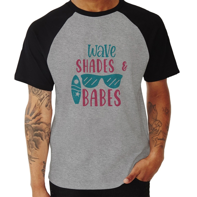 Camiseta Raglan Wave Shades e Babes - Cinza/Preto