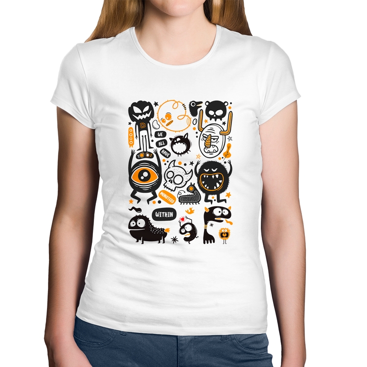 Baby Look Algodão We all have monsters within - Branca