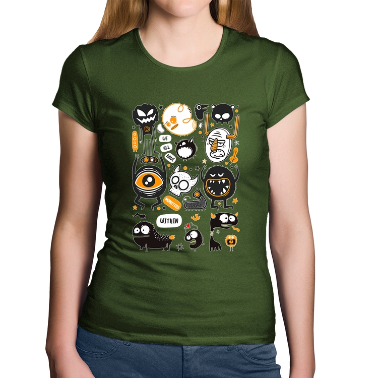 Baby Look Algodão We all have monsters within - Musgo