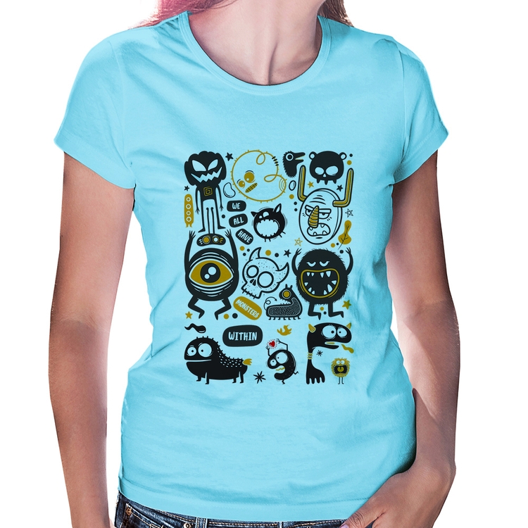 Baby Look We all have monsters within - Azul Bebê