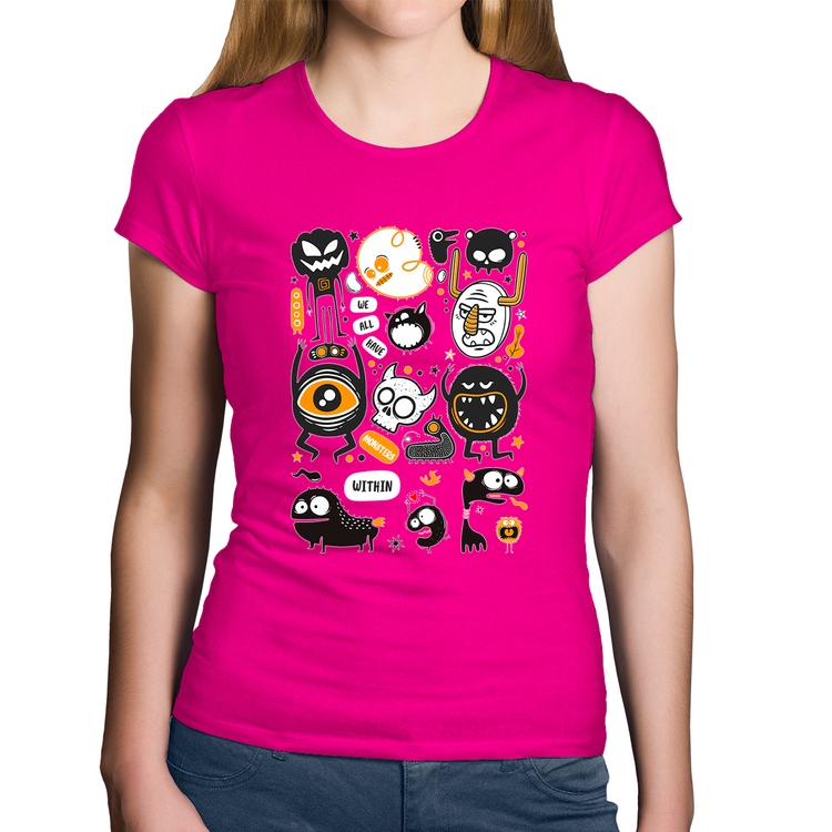 Baby Look Algodão We all have monsters within - Rosa