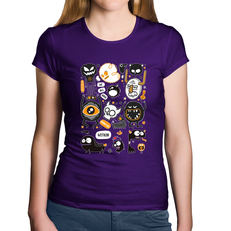 Baby Look Algodão We all have monsters within - Roxa