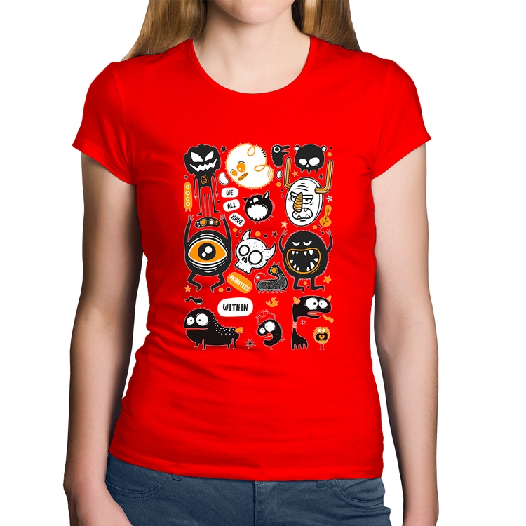 Baby Look Algodão We all have monsters within - Vermelha