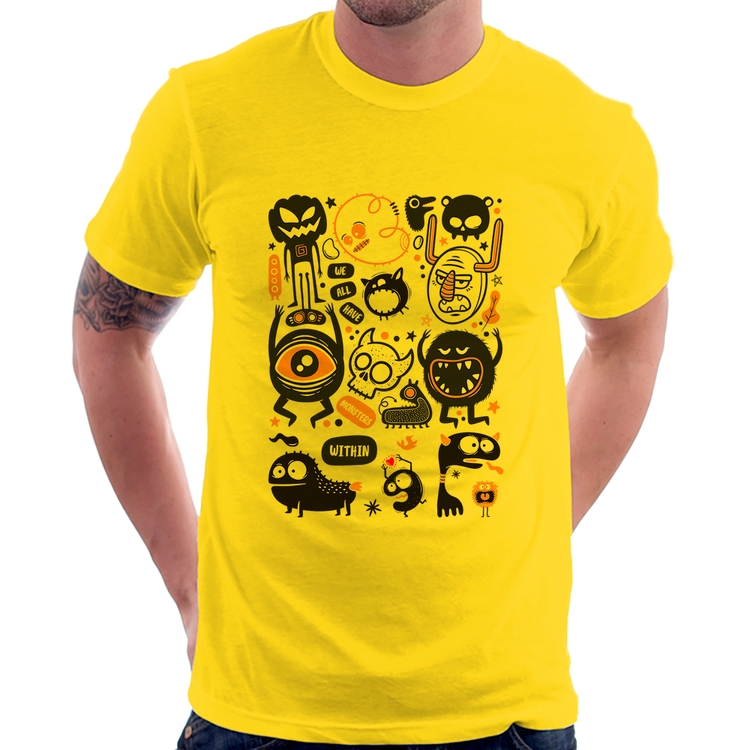 Camiseta We all have monsters within - Amarela
