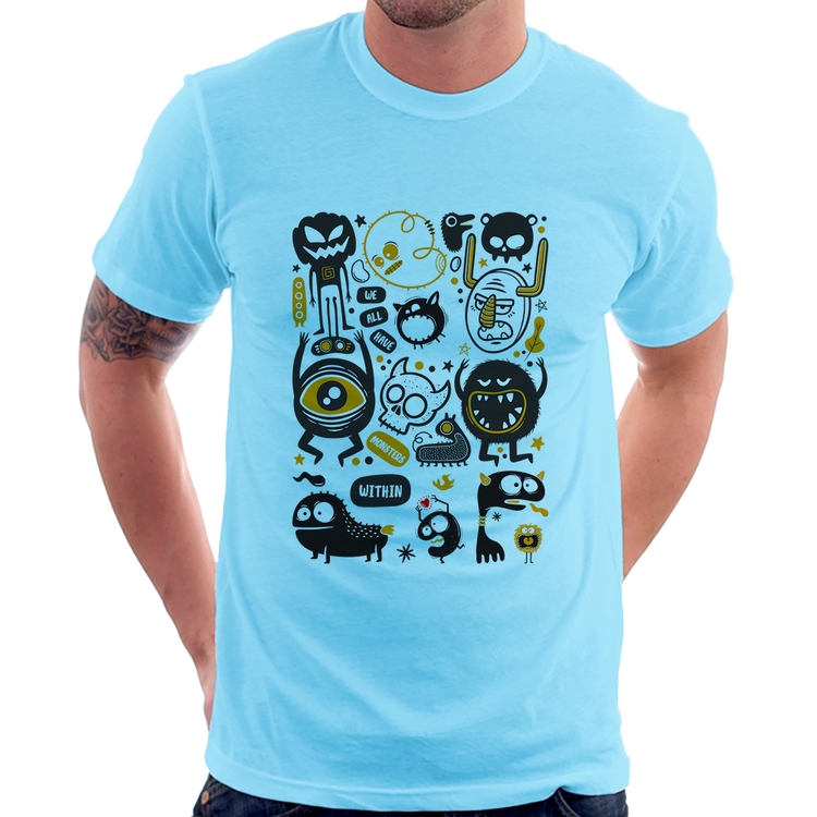 Camiseta We all have monsters within - Azul Bebê