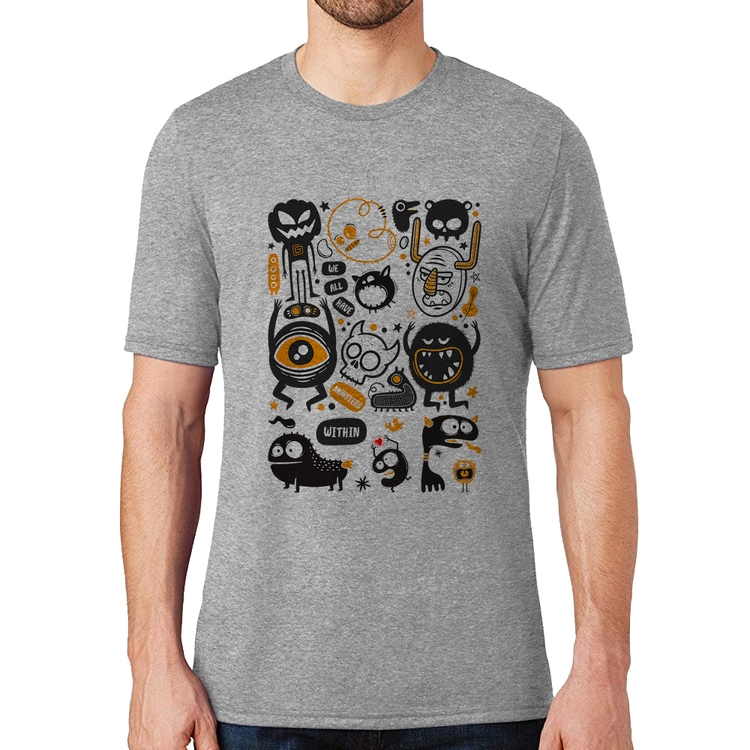 Camiseta We all have monsters within - Cinza