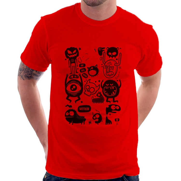 Camiseta We all have monsters within - Vermelha