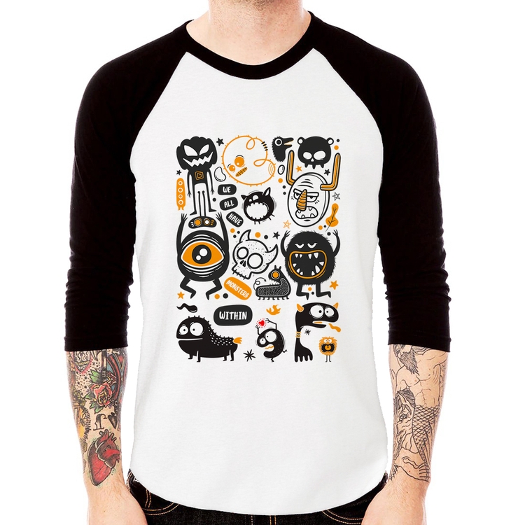Camiseta Raglan We all have monsters within Manga 3/4