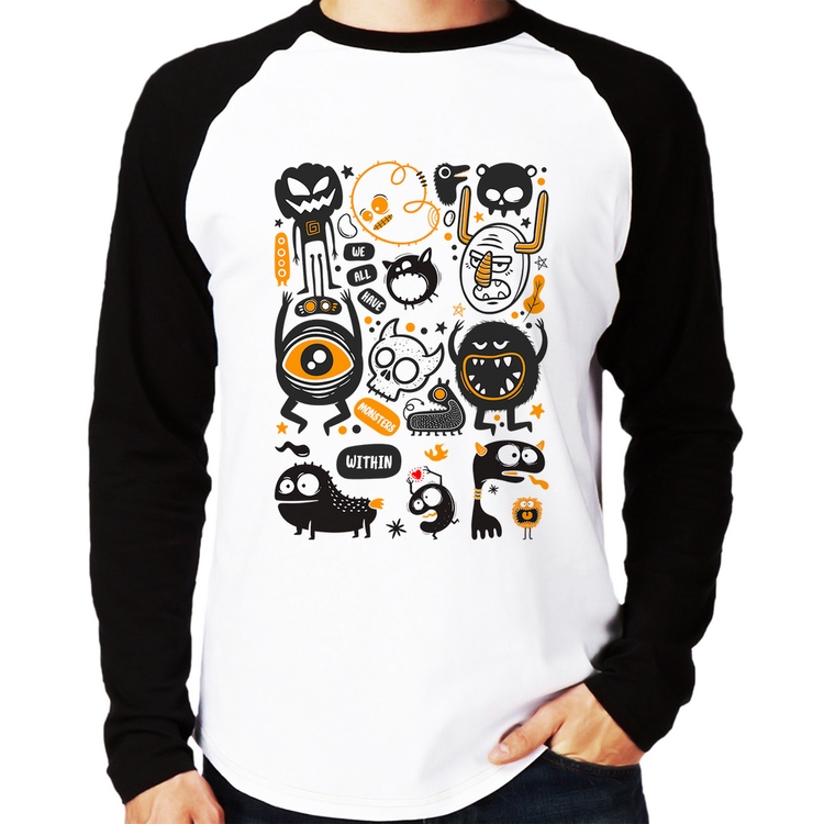 Camiseta Raglan We all have monsters within Manga Longa