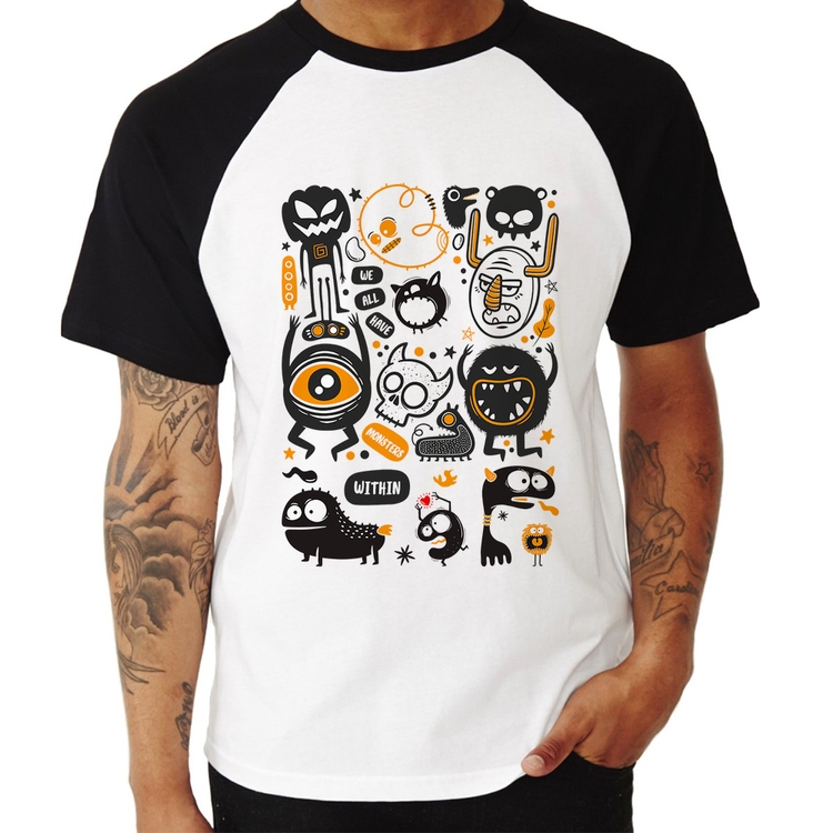Camiseta Raglan We all have monsters within