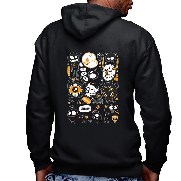 Blusa Moletom We all have monsters within Masculina com Capuz e Zíper