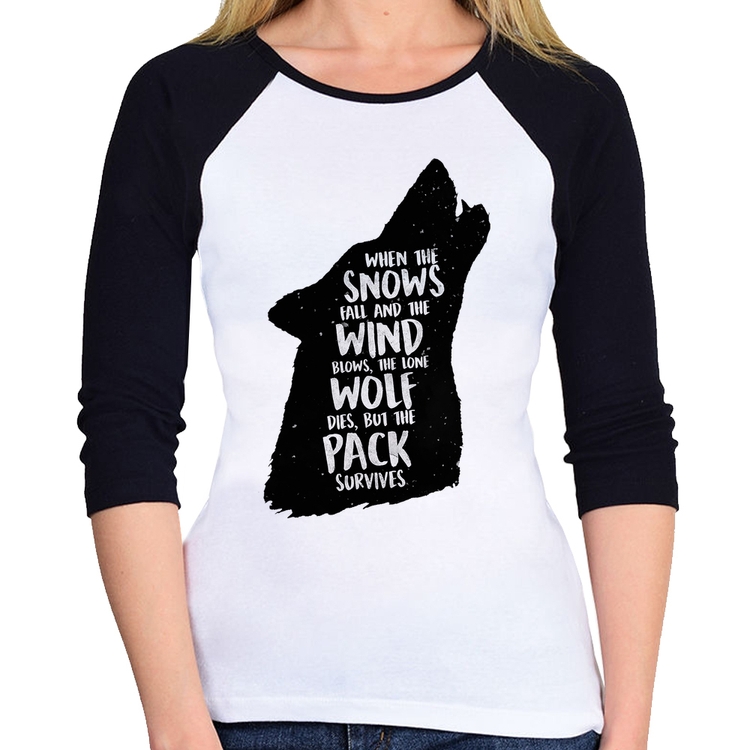 Baby Look Raglan When the snows fall and the white winds blow, the lone wolf dies, but the pack survives Manga 3/4