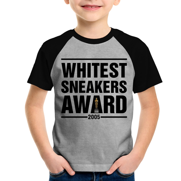 Camiseta Raglan Infantil Whitest Sneakers Awards - Cinza/Preto
