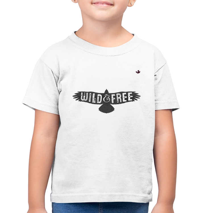 Camiseta Algodão Infantil Wild and Free - Branca