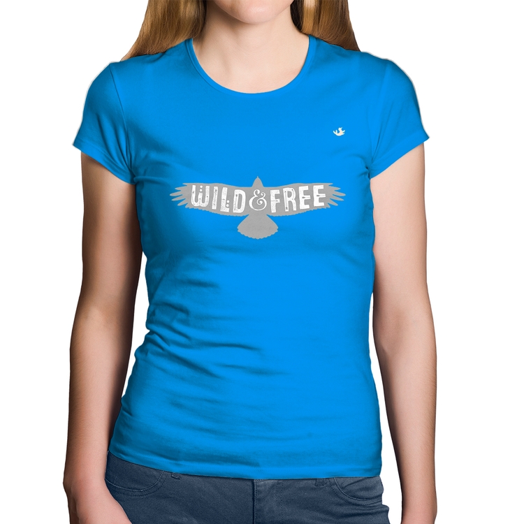 Baby Look Algodão Wild and Free - Azul