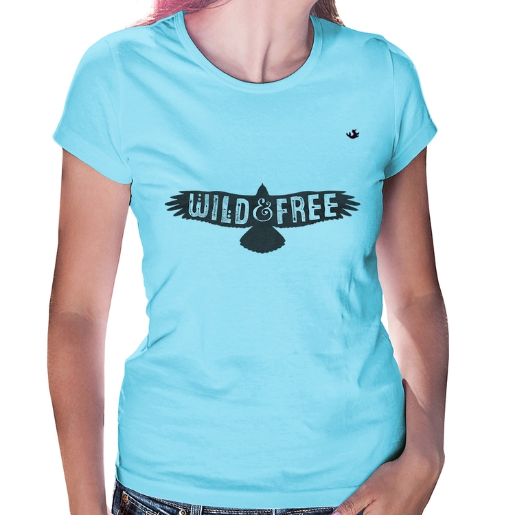 Baby Look Wild and Free - Azul Bebê