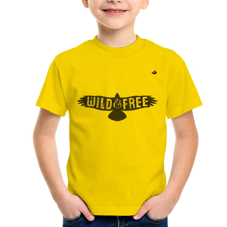Camiseta Infantil Wild and Free - Amarela
