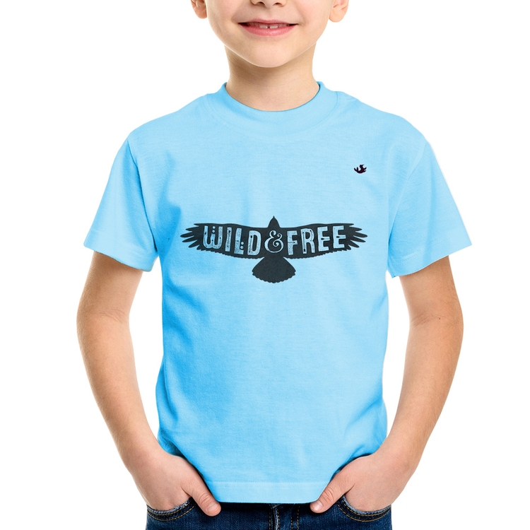 Camiseta Infantil Wild and Free - Azul Bebê